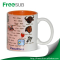 Freesub intérieure couleur sublimation 11oz tasses à café blanc